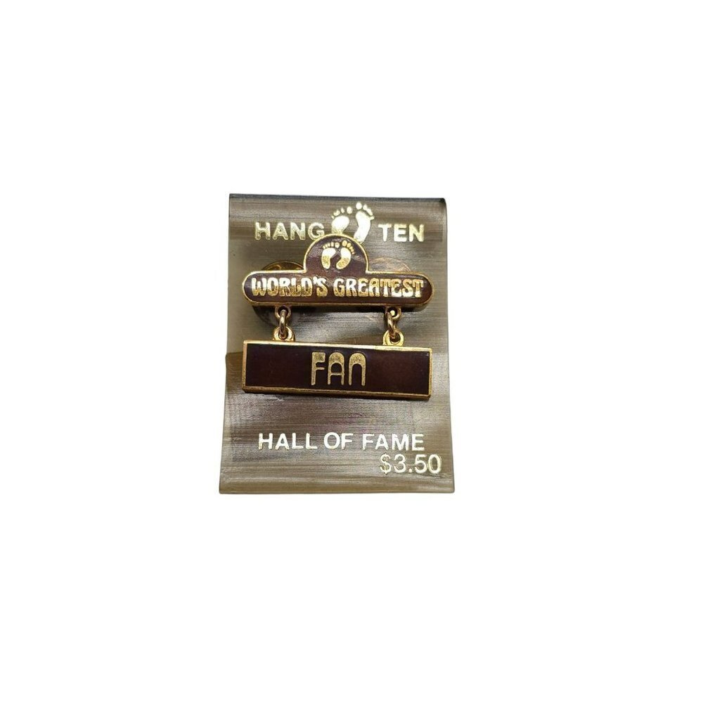 Hang Ten World's Greatest Fan Hall of Fame Footprints Lapel Brooch Pin Vintage